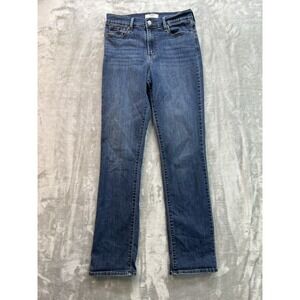 Levis Denizen Jeans Womens Sz 4L Blue High Rise Straight Western Whiskered Faded